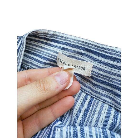 Rebecca Taylor Blue White Striped Cotton Ruffled Wrap Skirt 6 Coquette Coastal - Picture 6 of 9